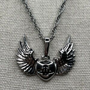 VIVIENNE WESTWOOD Silver Winged Heart Orb Detail Pendant Necklace